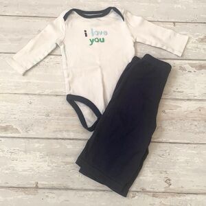 Baby Boy 3-6m Outfit Navy Blue Pants I Love You White Long Sleeve Bodysuit 3m 6m
